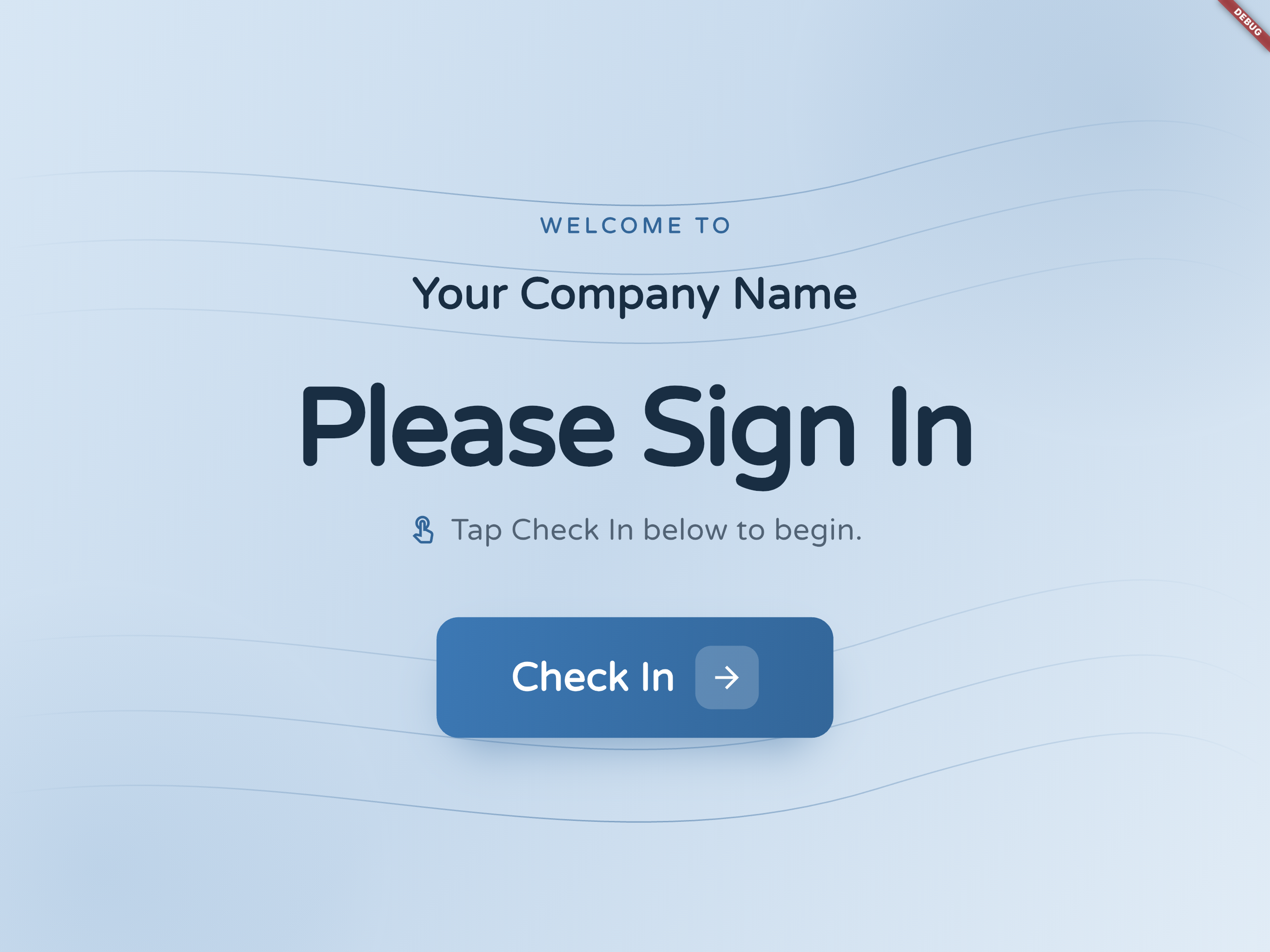 Check In Systems name screen on Apple iPad kiosk