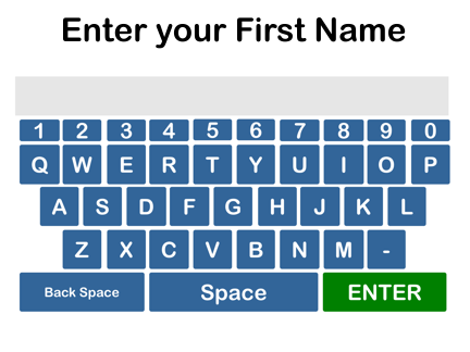 Check In Systems name screen on Apple iPad kiosk